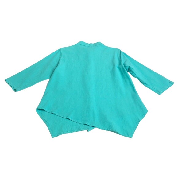 CMC Color Me Cotton Top Womens M Aqua Tunic Asymmetric Oversized Lagenlook NWT - Picture 8 of 15